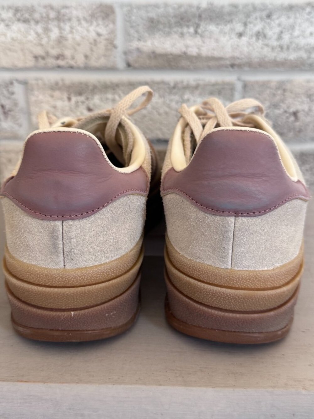adidas Originals Gazelle Bold Platform Sneaker Cream White / Clay / Sand | W6 - Picture 5 of 7